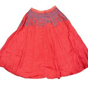 Elizabeth and James Women Size 6 Maxi Skirt Embroidered‎ Red Blue